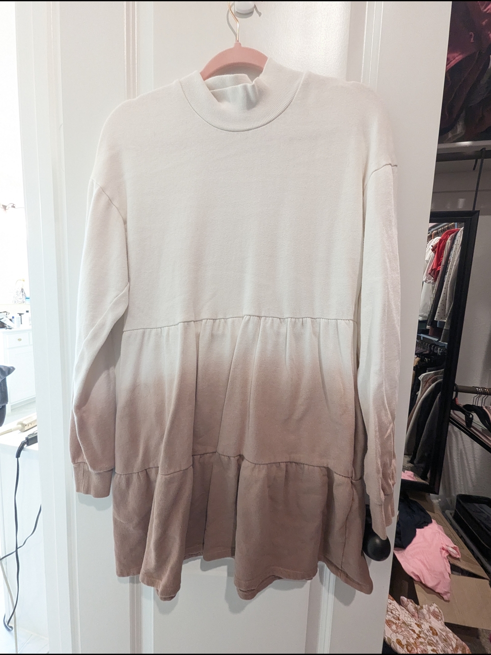wild fable ombré cream to tan long sleeve babydoll dress